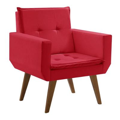 Poltrona Taurus 1 Lugar Base Palito Suede Vermelho