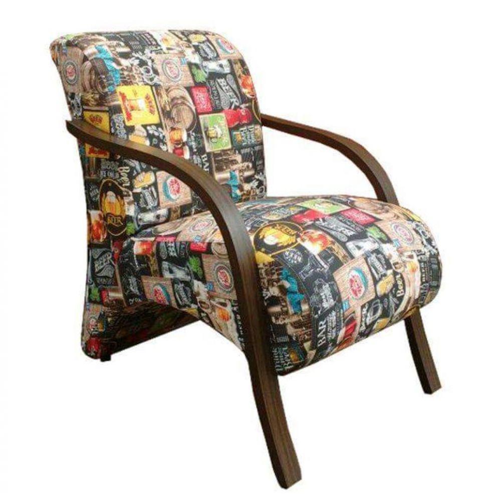 Poltrona Vênus 1 Lugar Braço Madeira D Salla Retro Bar 107 - 1