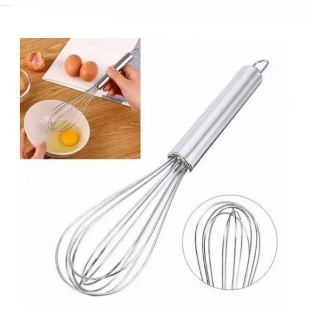 Batedor Fouet Manual Misturador Ovos Clara Em Neve Aço Inox - 6