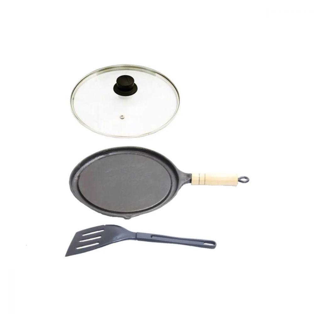 Bifeteira Antiaderente Redonda Lisa 22Cm Cabo T/V E Espátula - 1
