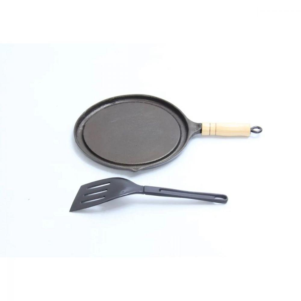 Bifeteira Antiaderente Redonda Lisa 22Cm Cabo E Espátula - 1
