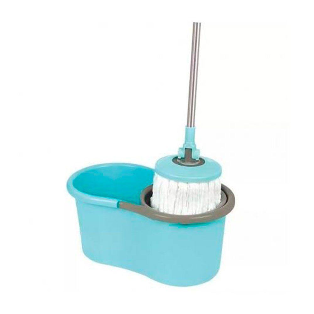 Conjunto Limpeza Mor Esfregão Mop + Balde 8298 Azul Com Cinza - 6