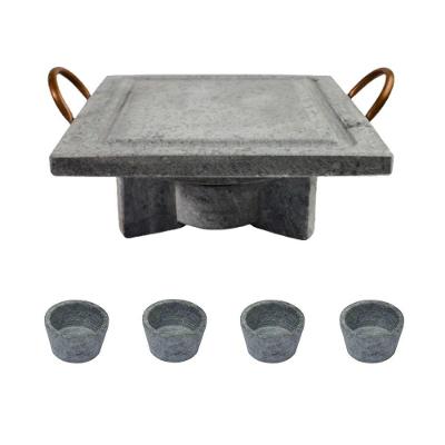 Fogareiro G Chapa Quadrada 25X25Cm E Molheiras Pedra Sabão