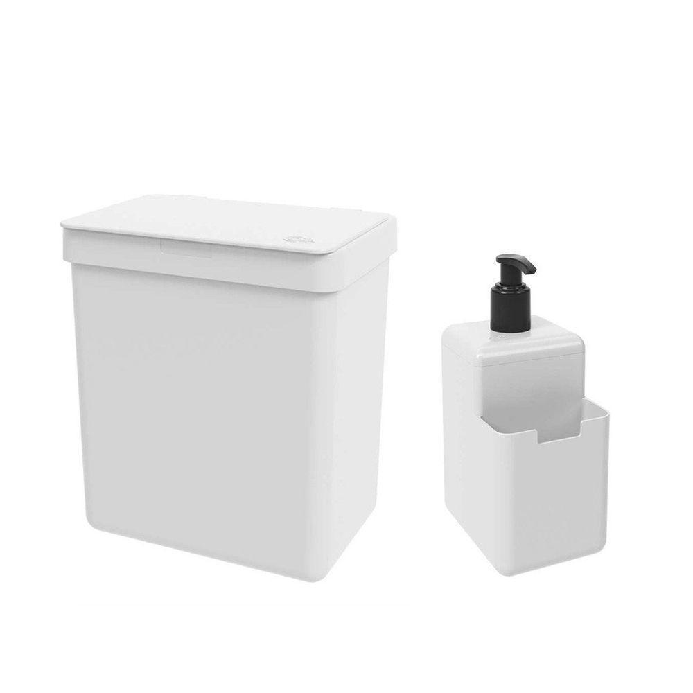 Kit Cozinha Dispenser + Lixeira Single 2,5l - Brinox Branco - 1
