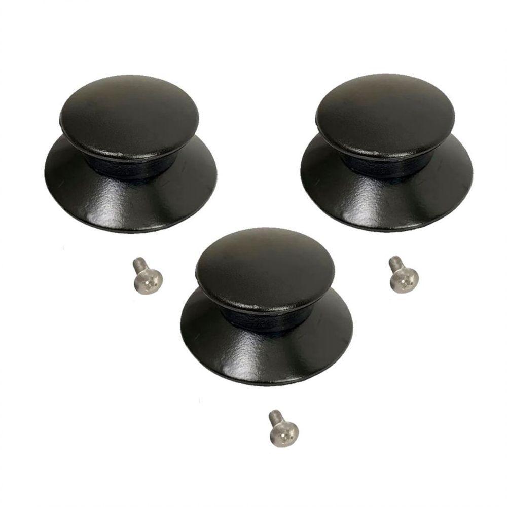 Kit 3 Pegador Puxador Panela Tampa Vidro E Ferro E Parafuso - 1