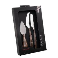 Kit 3 Peças Queijo Faca Espátula Petisco Marrom Luxo Bugatti - 2