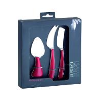 Kit 3 Peças Queijo Faca Espátula Petisco Vermelho Bugatti