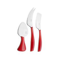 Kit 3 Peças Queijo Faca Espátula Petisco Vermelho Bugatti - 5