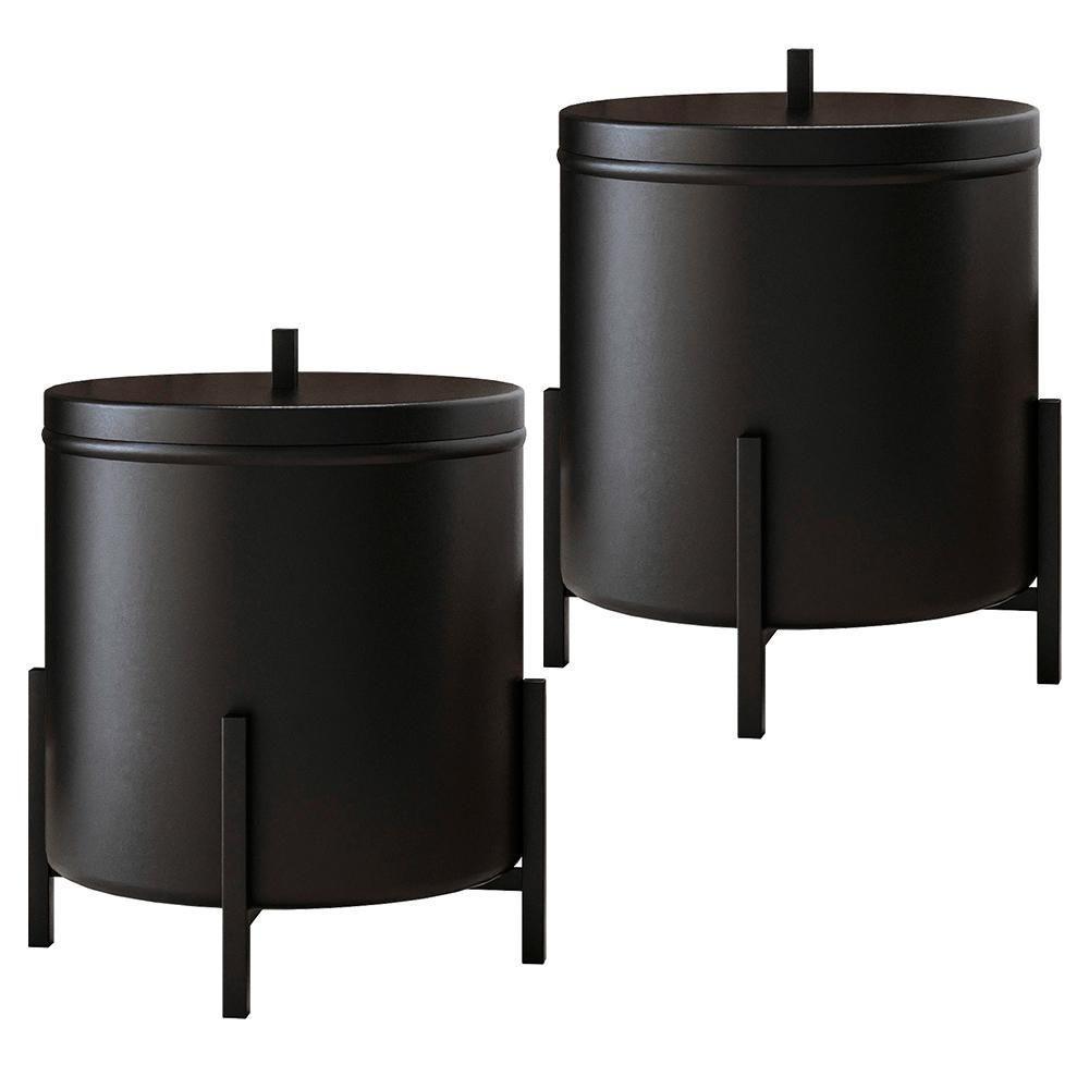 Kit 02 Lixeiras 06 Litros Kalli D01 Preto Fosco - 1