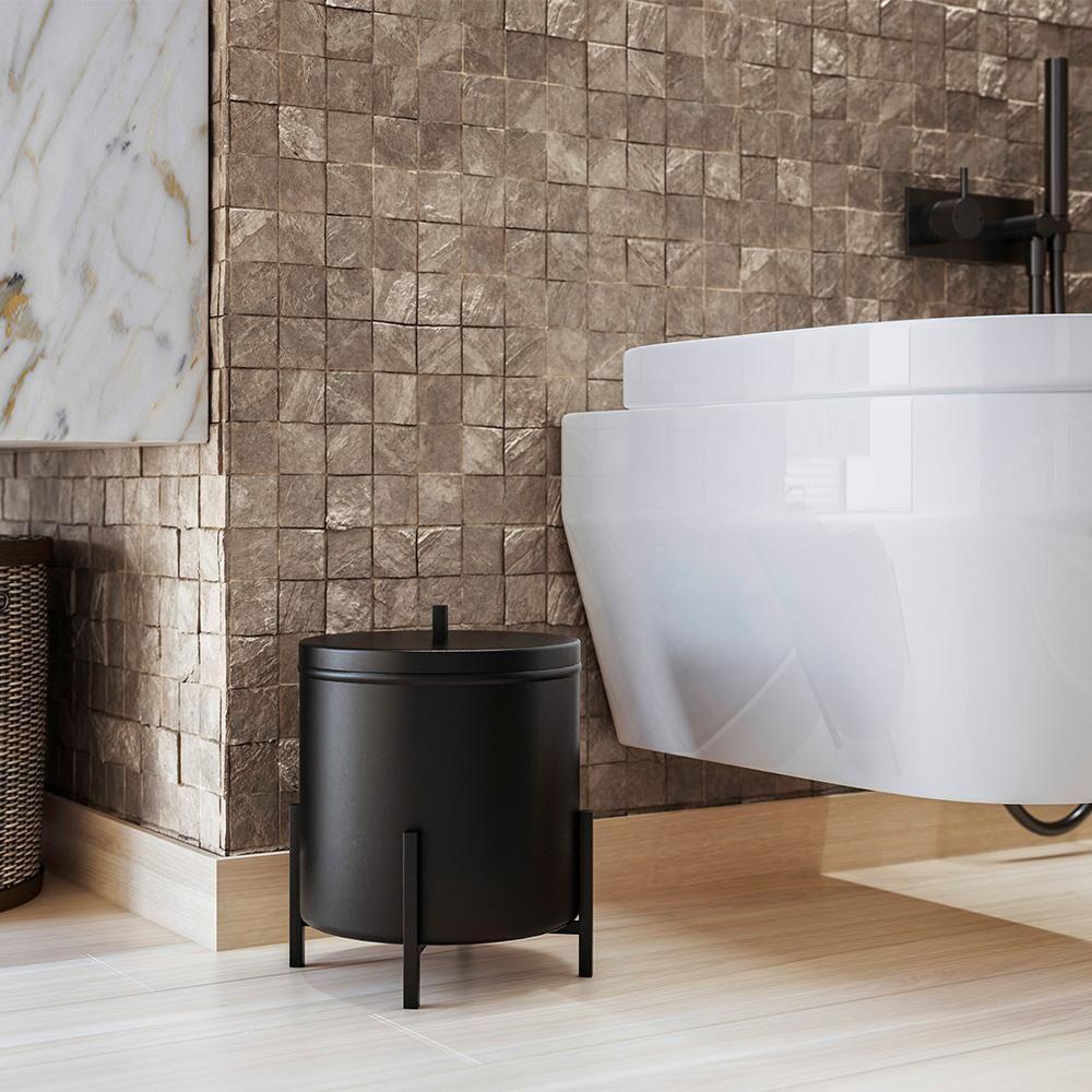 Kit 02 Lixeiras 06 Litros Kalli D01 Preto Fosco - 6