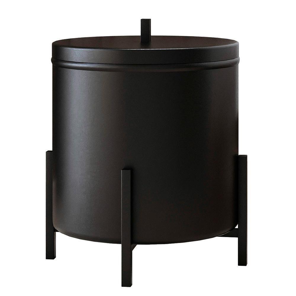 Lixeira Com Tampa Aço Alumínio 06 Litros Kalli D1 Preto - 1