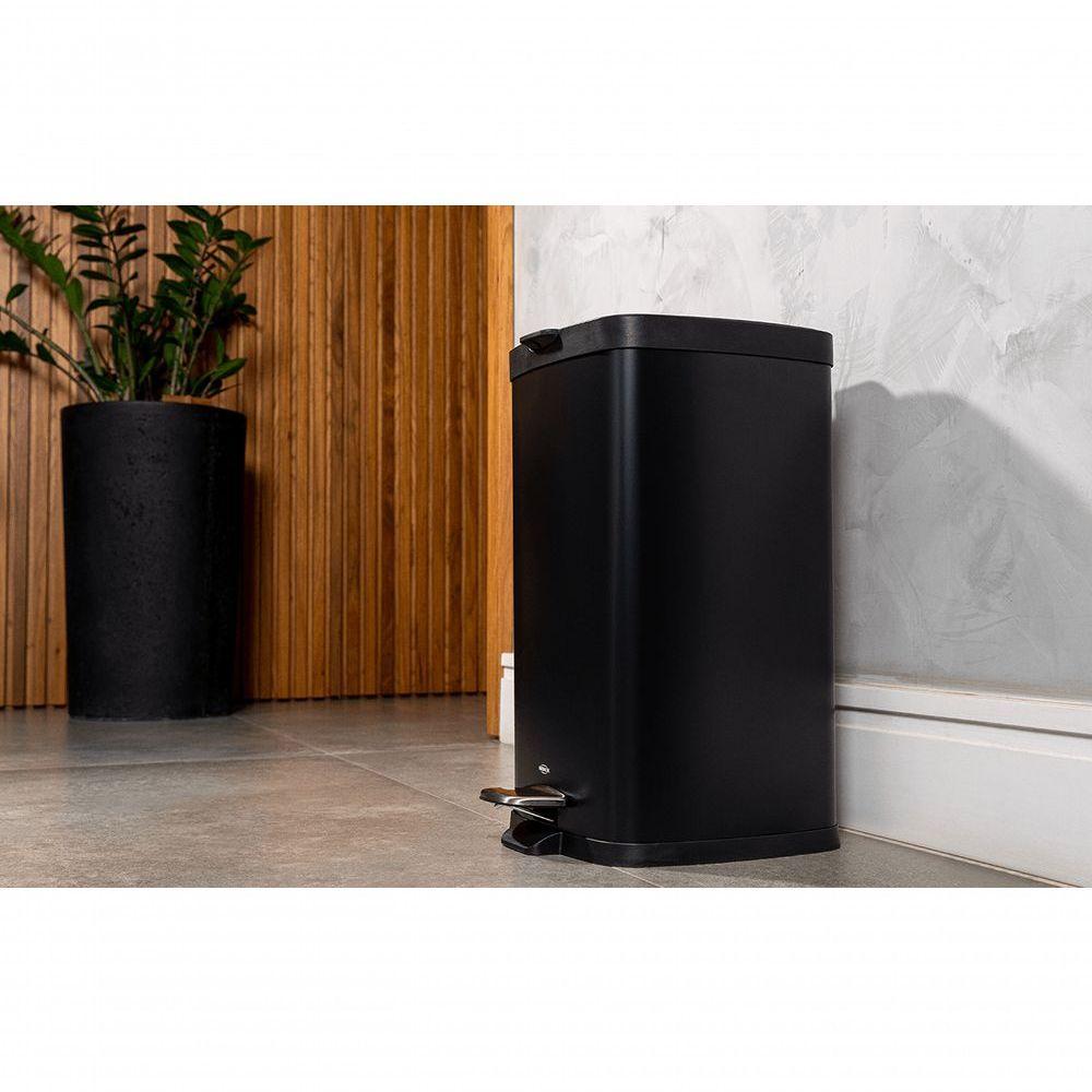 Lixeira Brinox Pedal Preta 20 Litros Em Aço Carbono Pintado, Linha Frame. Preto - 2