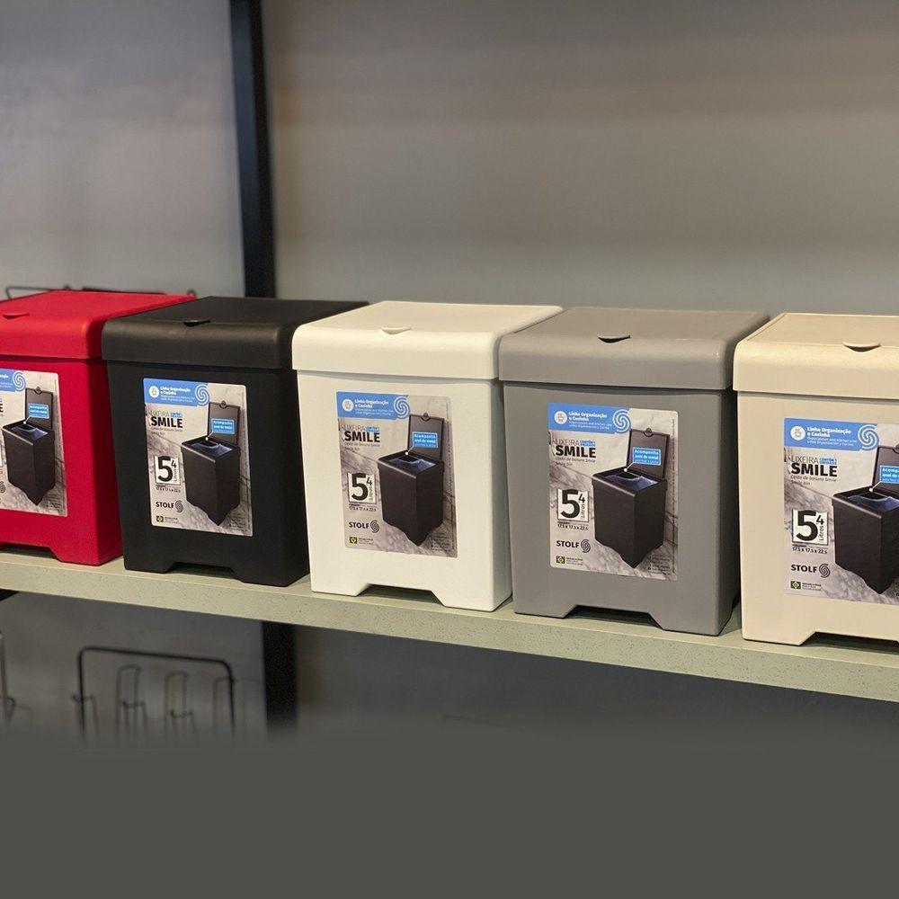 Lixeira De Pia Smile 5,4l - Stolf Cinza - 2