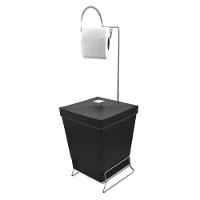 Lixeira Com Suporte De Papel Higiênico - Stolf Preto - 1