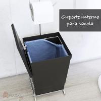 Lixeira Com Suporte De Papel Higiênico - Stolf Preto - 3