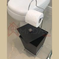 Lixeira Com Suporte De Papel Higiênico - Stolf Preto - 4