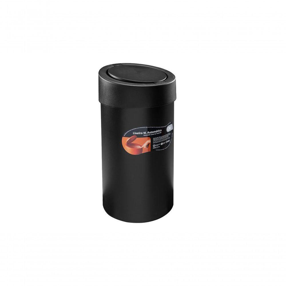 Lixeira Coza Plástica Click Preta 9 Litros 20 Cm De Diâmetro Por 39,5 Cm Preto - 1