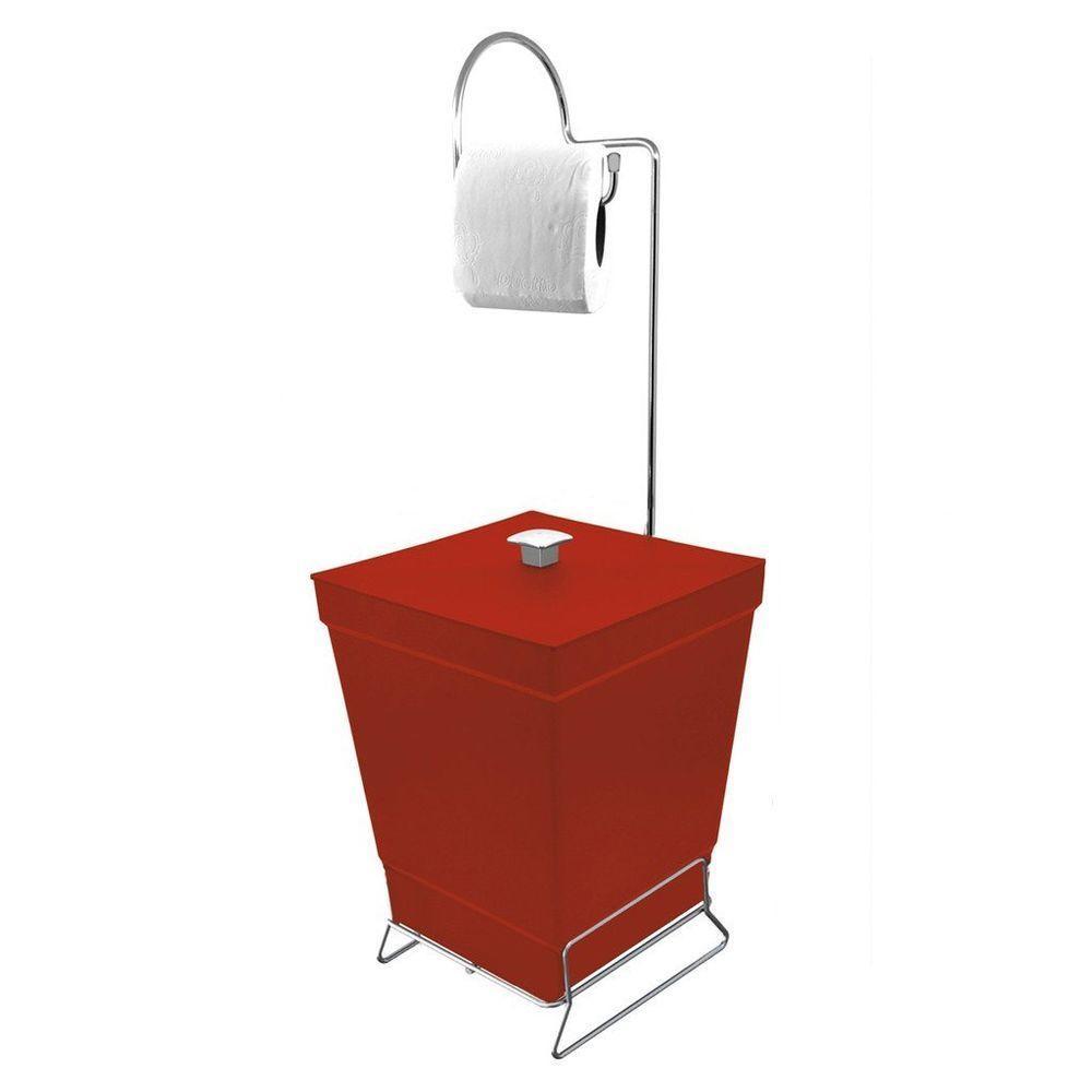 Lixeira Com Suporte De Papel Higiênico - Stolf Vermelho - 1