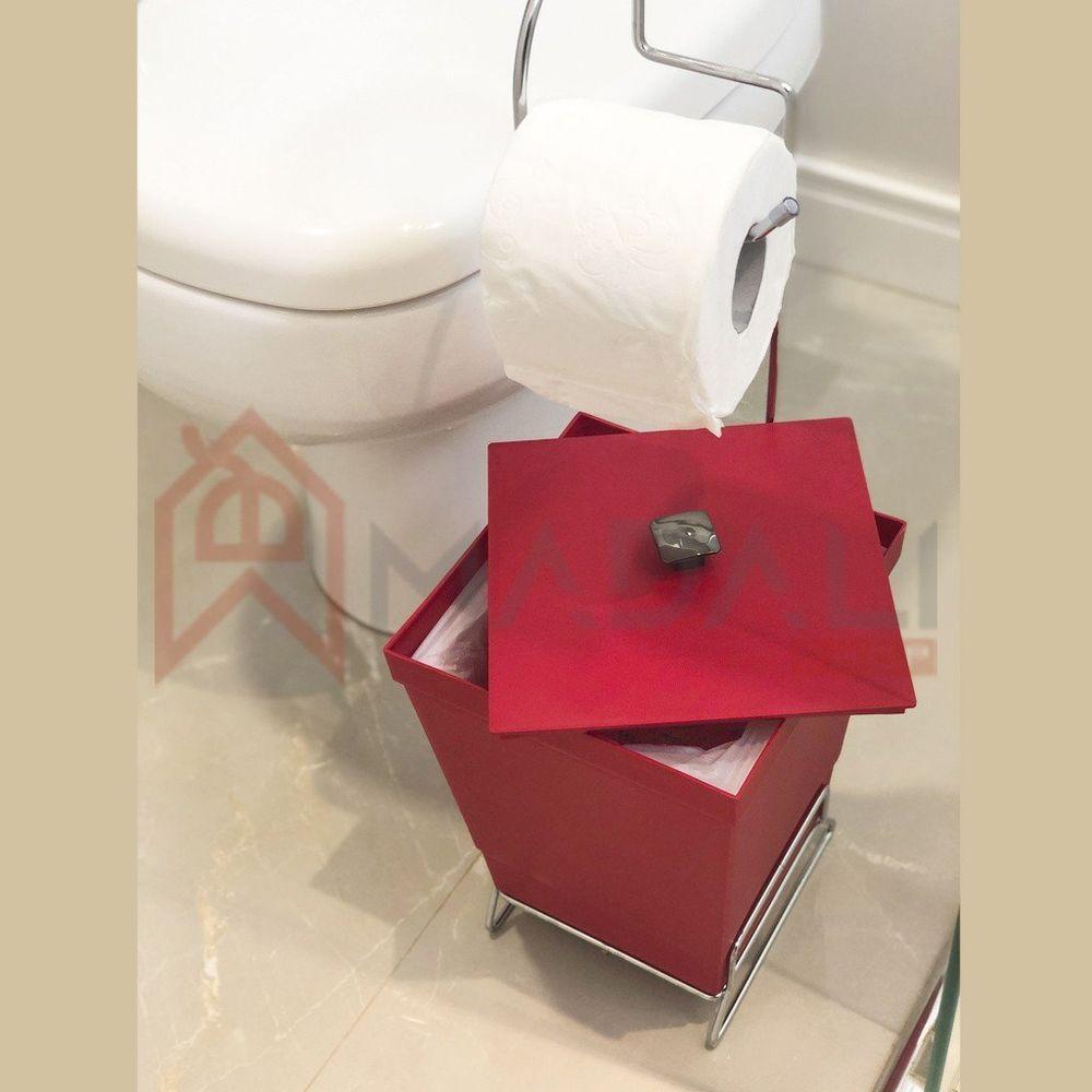 Lixeira Com Suporte De Papel Higiênico - Stolf Vermelho - 3