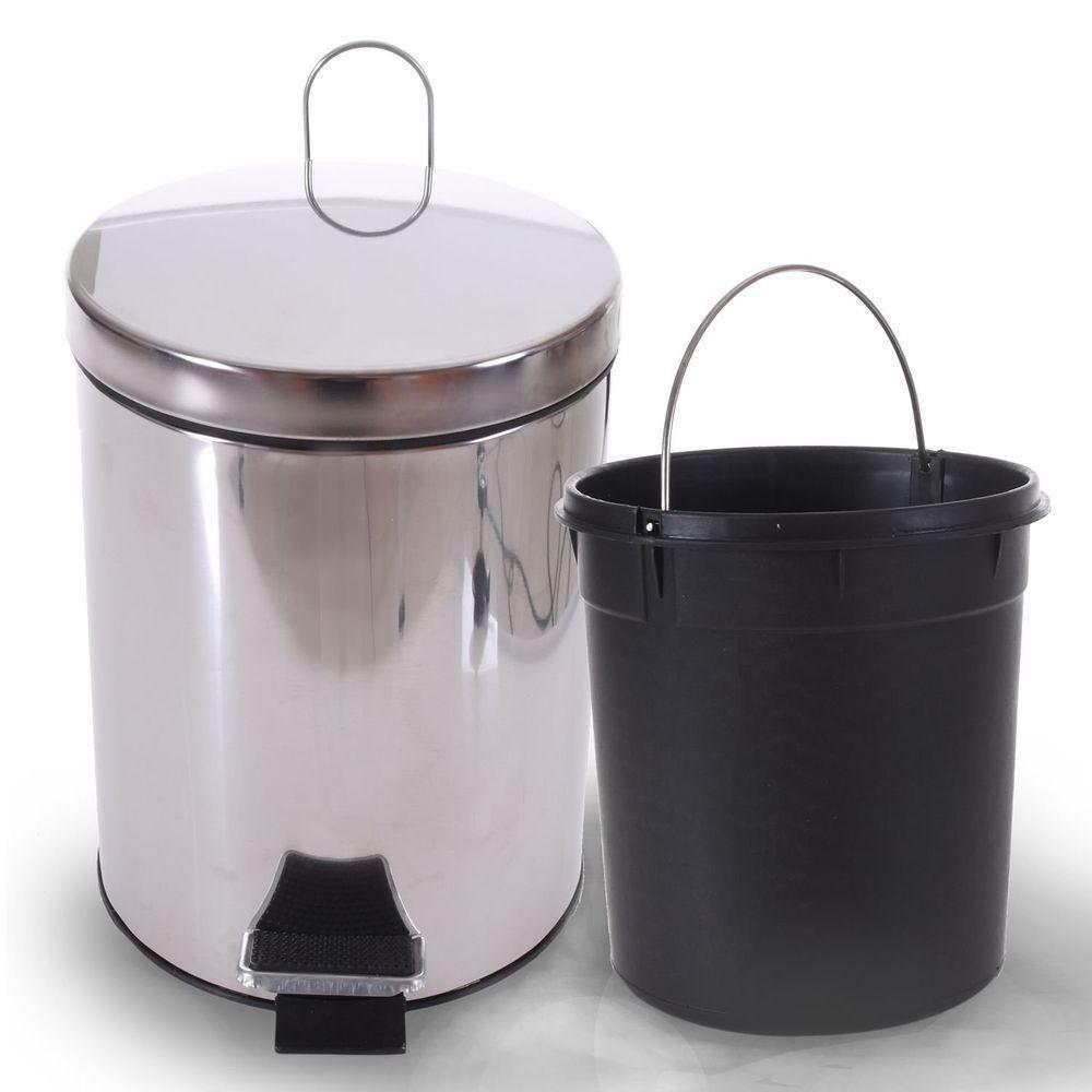 Lixeira Inox Espelhado C/ Pedal Balde Removível 5 Litros Bene Casa - 1
