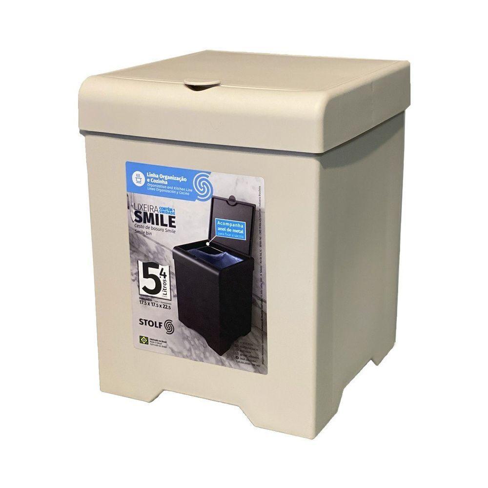 Lixeira De Pia Smile 5,4l - Stolf Areia - 1