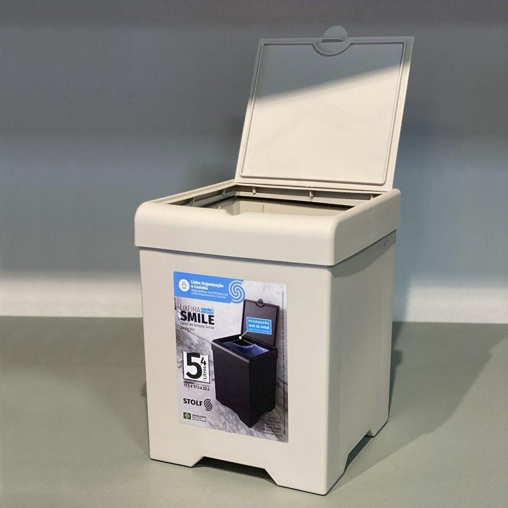 Lixeira De Pia Smile 5,4l - Stolf Areia - 2