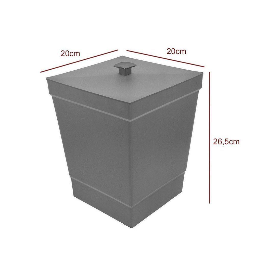 Lixeira Para Banheiro De Plástico Com Tampa - Stolf Cinza - 3