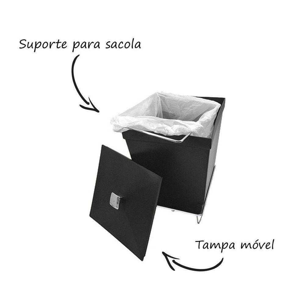 Lixeira Para Banheiro De Plástico Com Tampa - Stolf Vermelho - 3