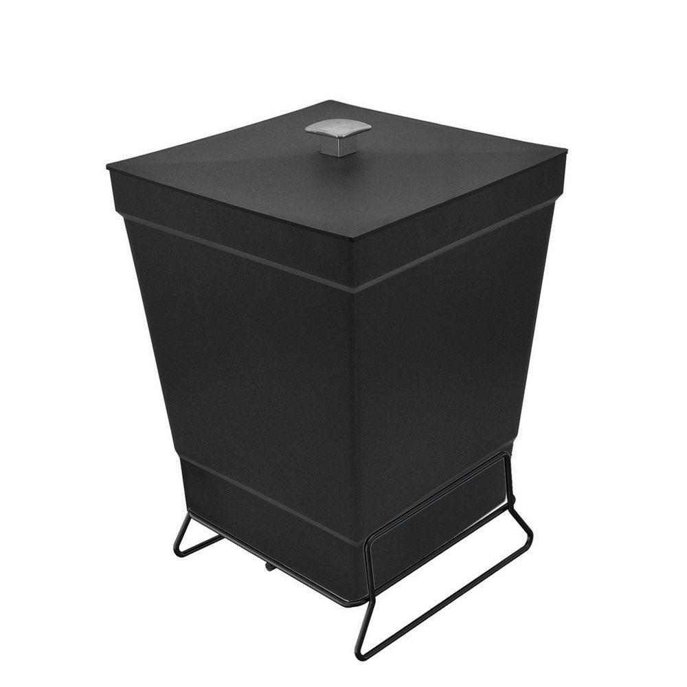 Lixeira Para Banheiro De Plástico Com Suporte Apoio Black - Stolf Preto - 1