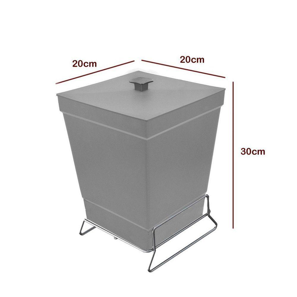 Lixeira Para Banheiro De Plástico Com Suporte Apoio - Stolf Cinza - 2