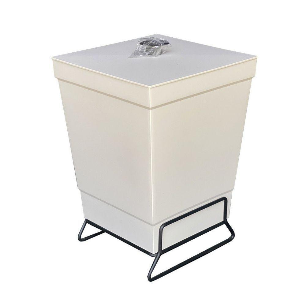 Lixeira Para Banheiro De Plástico Com Suporte Apoio Black - Stolf Areia - 1