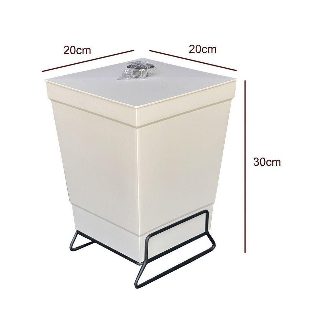 Lixeira Para Banheiro De Plástico Com Suporte Apoio Black - Stolf Areia - 4