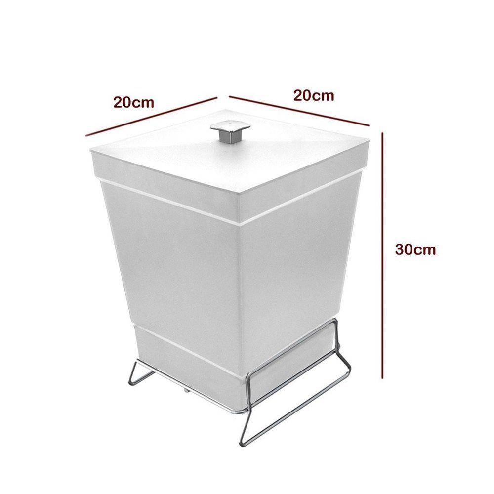 Lixeira Para Banheiro De Plástico Com Suporte Apoio - Stolf Branco - 2