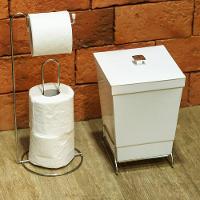 Lixeira Para Banheiro De Plástico Com Suporte Apoio - Stolf Branco - 4