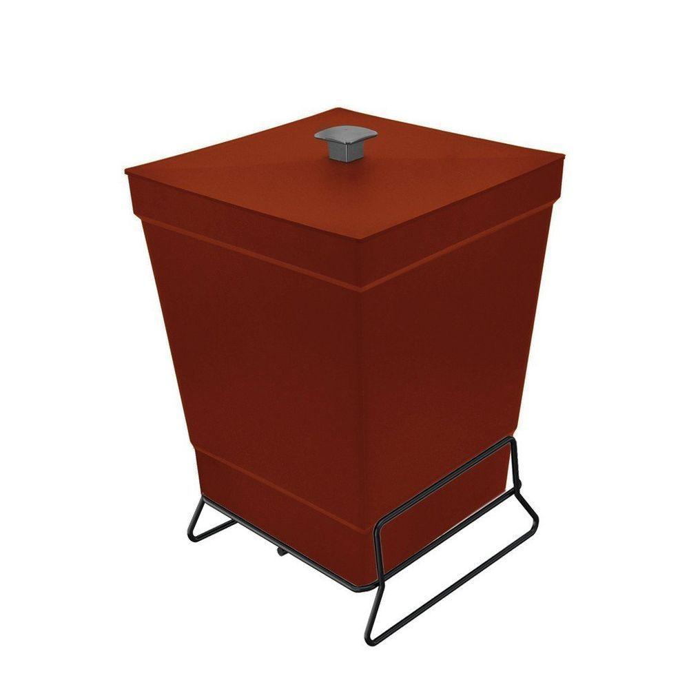 Lixeira Para Banheiro De Plástico Com Suporte Apoio Black - Stolf Vermelho - 1