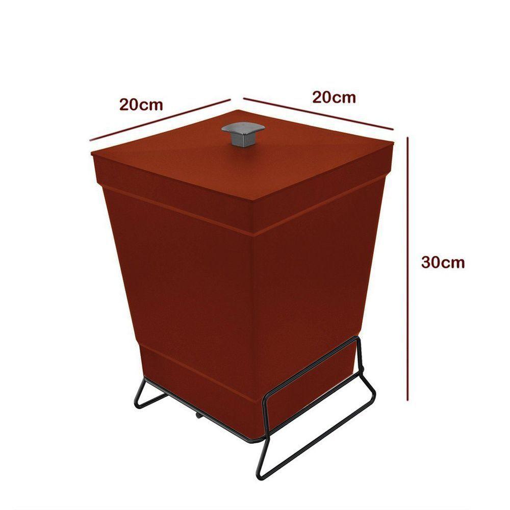 Lixeira Para Banheiro De Plástico Com Suporte Apoio Black - Stolf Vermelho - 3