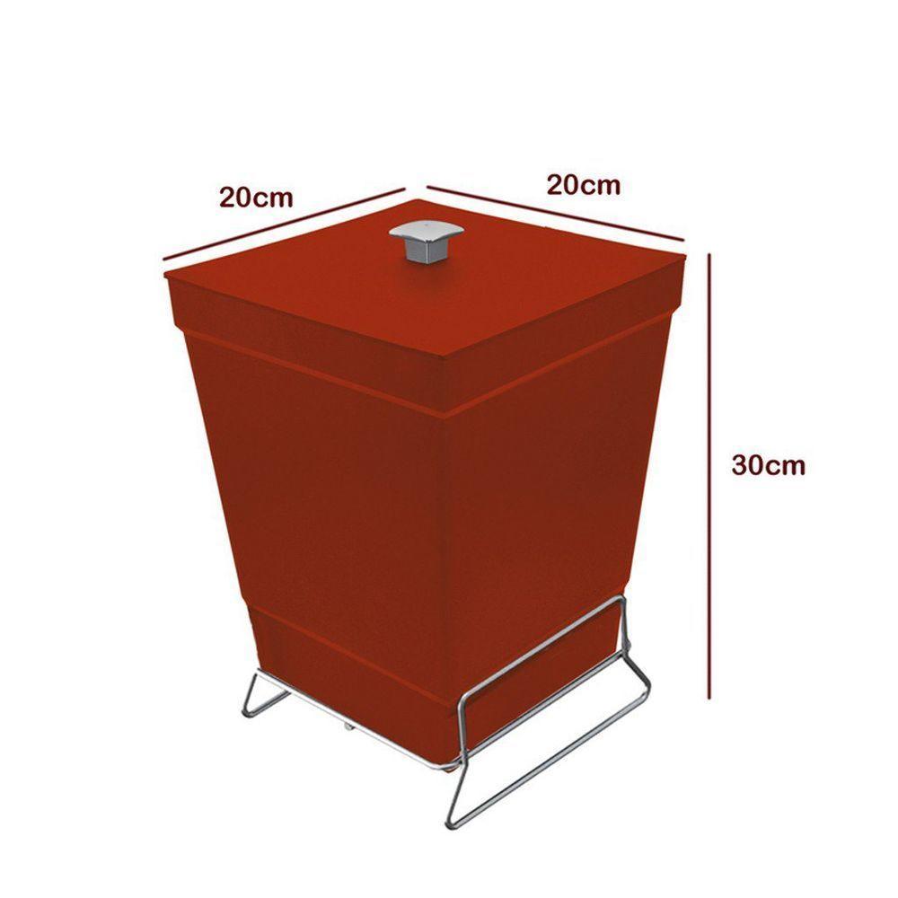 Lixeira Para Banheiro De Plástico Com Suporte Apoio - Stolf Vermelho - 2