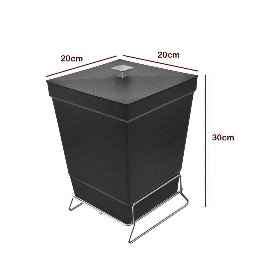 Lixeira Para Banheiro De Plástico Com Suporte Apoio - Stolf Preto - 2