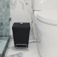 Lixeira Para Banheiro De Plástico Com Suporte Apoio - Stolf Preto - 3