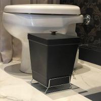 Lixeira Para Banheiro De Plástico Com Suporte Apoio - Stolf Preto