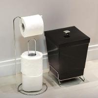 Lixeira Para Banheiro De Plástico Com Suporte Apoio - Stolf Preto - 5