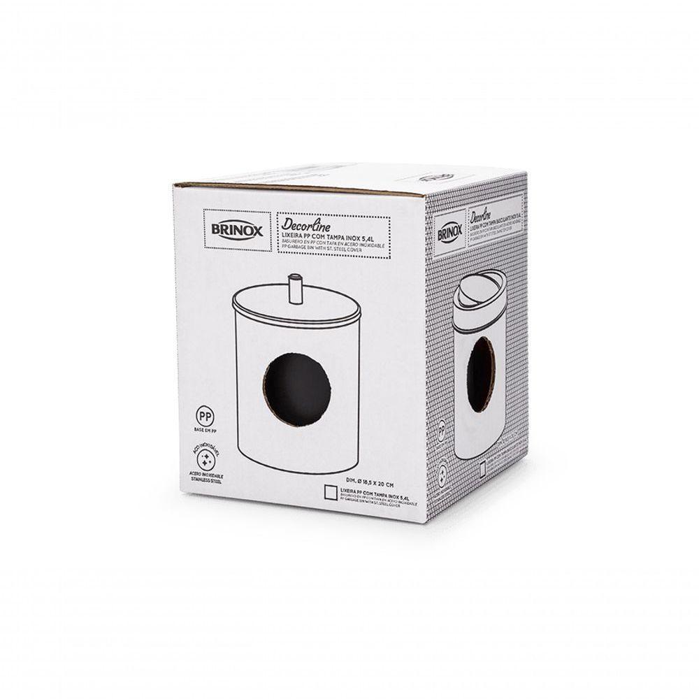 Lixeira Pp Tampa Inox ø 18,5 X 23 Cm Preto Brinox - 2