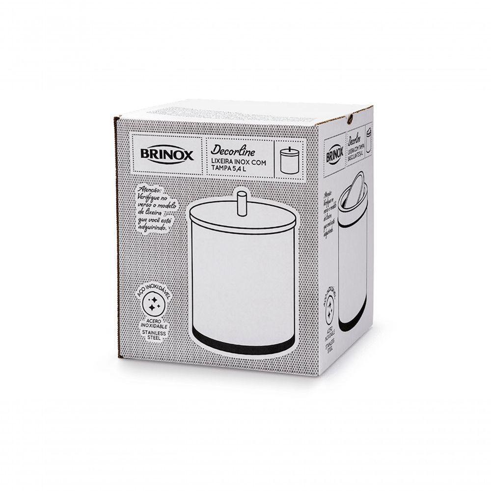 Lixeira Inox Tampa 5,4litros Decorlinelixeiras ø 18,5x23cm - 6
