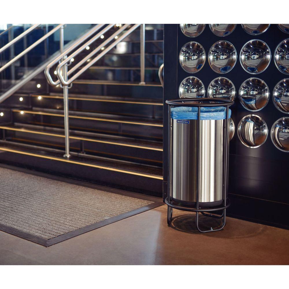 Lixeira Tramontina Cesena 65L Com Acabamento Scotch Brite - 4