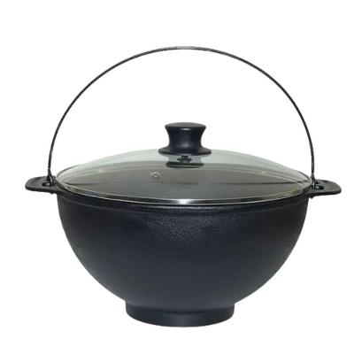 Panela Polenteira De Ferro Fundido Com Tampa Vidro 26Cm 5L.