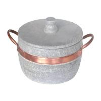 Panela De Pedra Sabão Baixa Com Alça De Cobre 1700Ml - 1