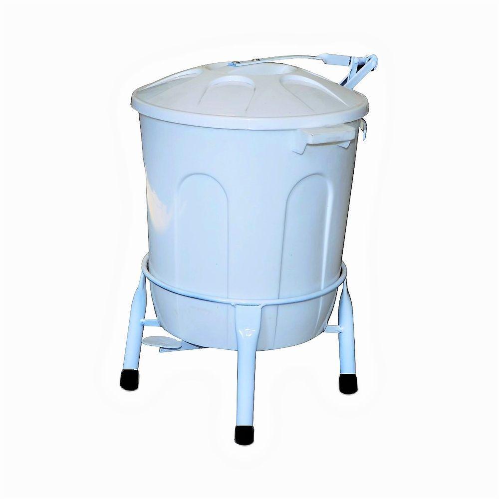 Lixeira Plástica Com Suporte Pedal Em Aço Branca 10L - 1