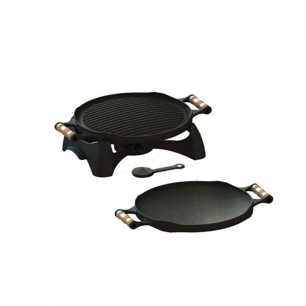 Rechaud Bifeteira Redondo Dupla Face Ferro Fundido 33Cm. - 1