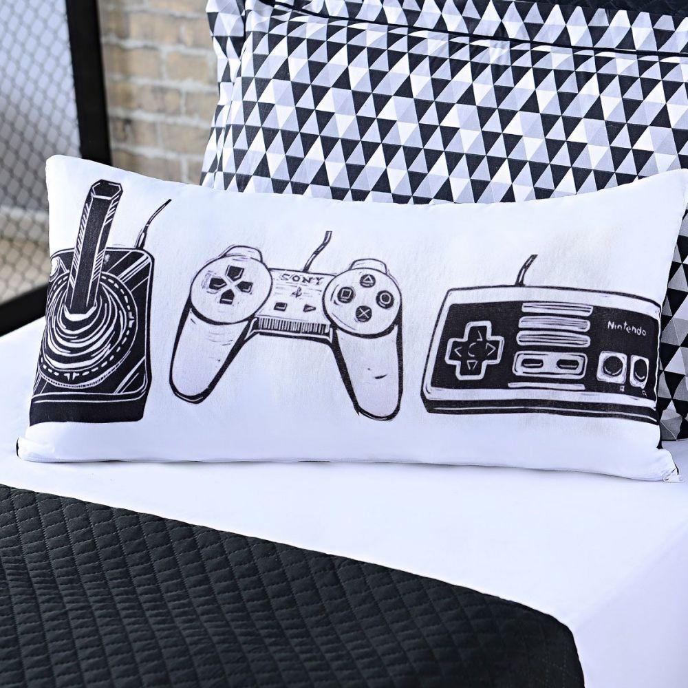 Almofada Avulsa Game Retrô Branco/preto 60cm X 30cm com - 3