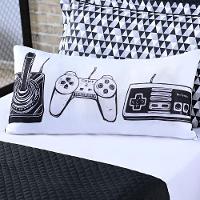 Almofada Avulsa Game Retrô Branco/preto 60cm X 30cm com - 1